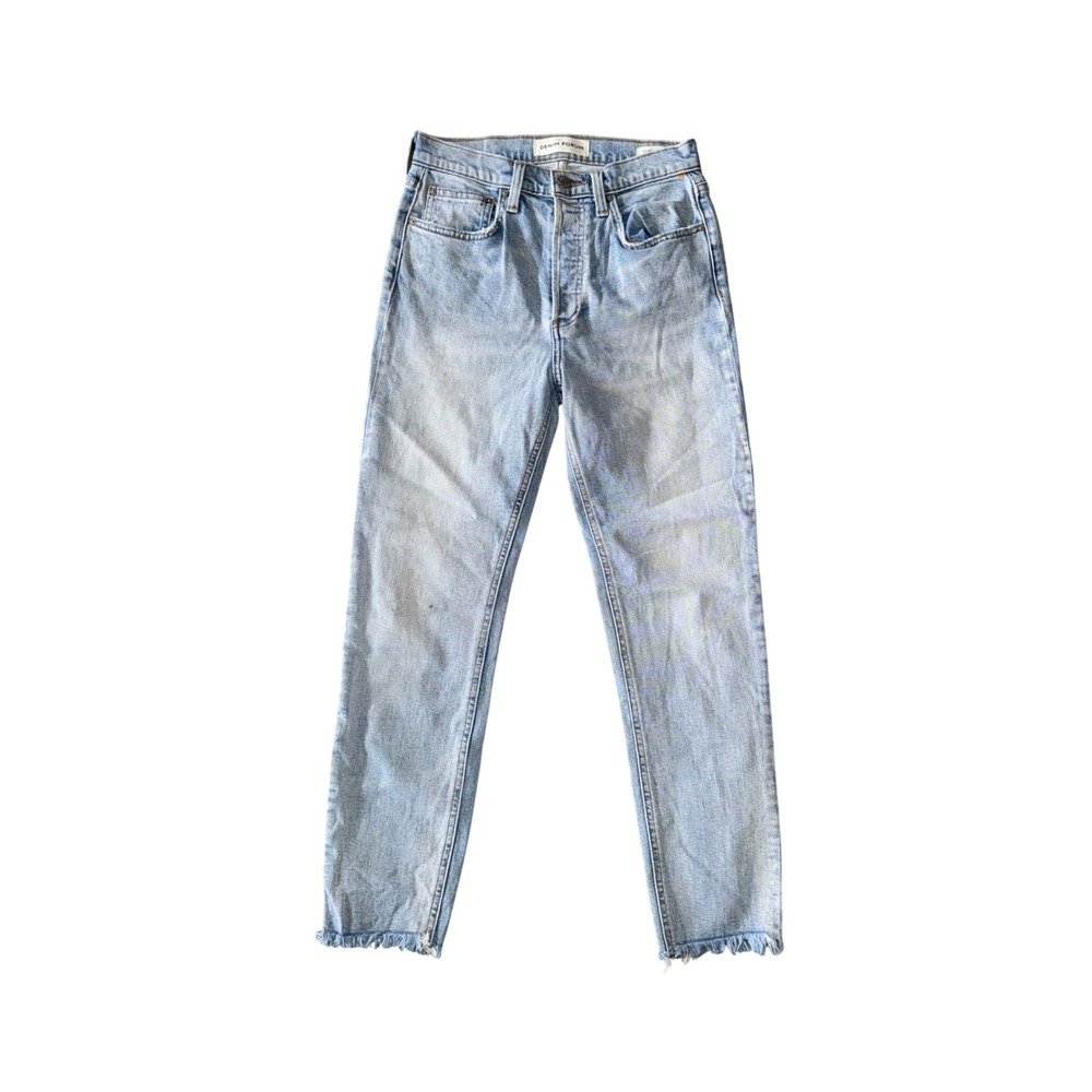 Denim Forum The Yoko High Rise Slim Jeans Womens 27 Light Wash Excellent Frayed